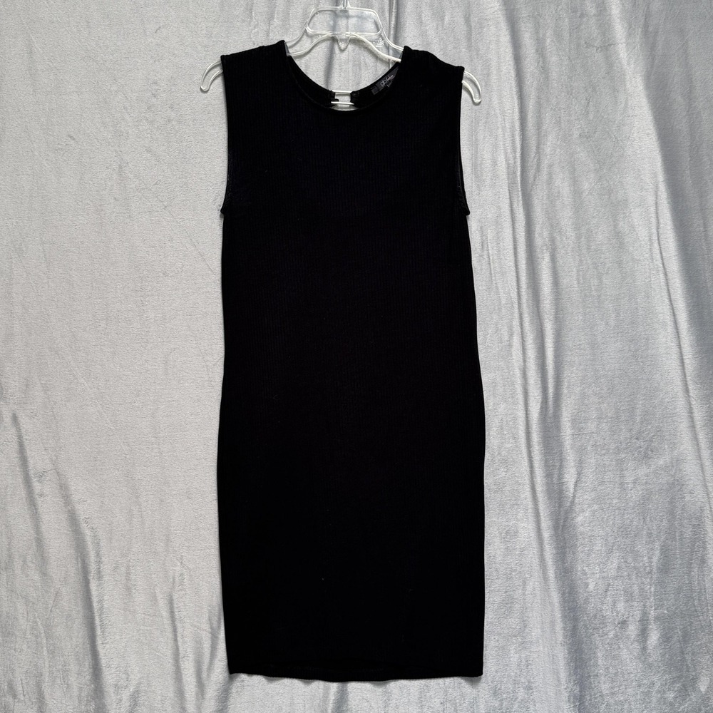 glo fashion London Dress Womens Large Black Sleeveless Ribbed Knit Bodycon Mini